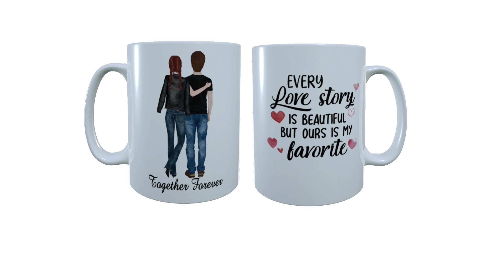 Couple Love Story Ceramic Mug, Custom Friend Mug, Personalized - Click Image to Close